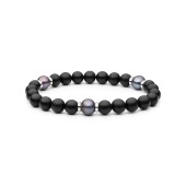 Bratara cu onix negru si perle naturale negre DiAmanti 234-123B-G